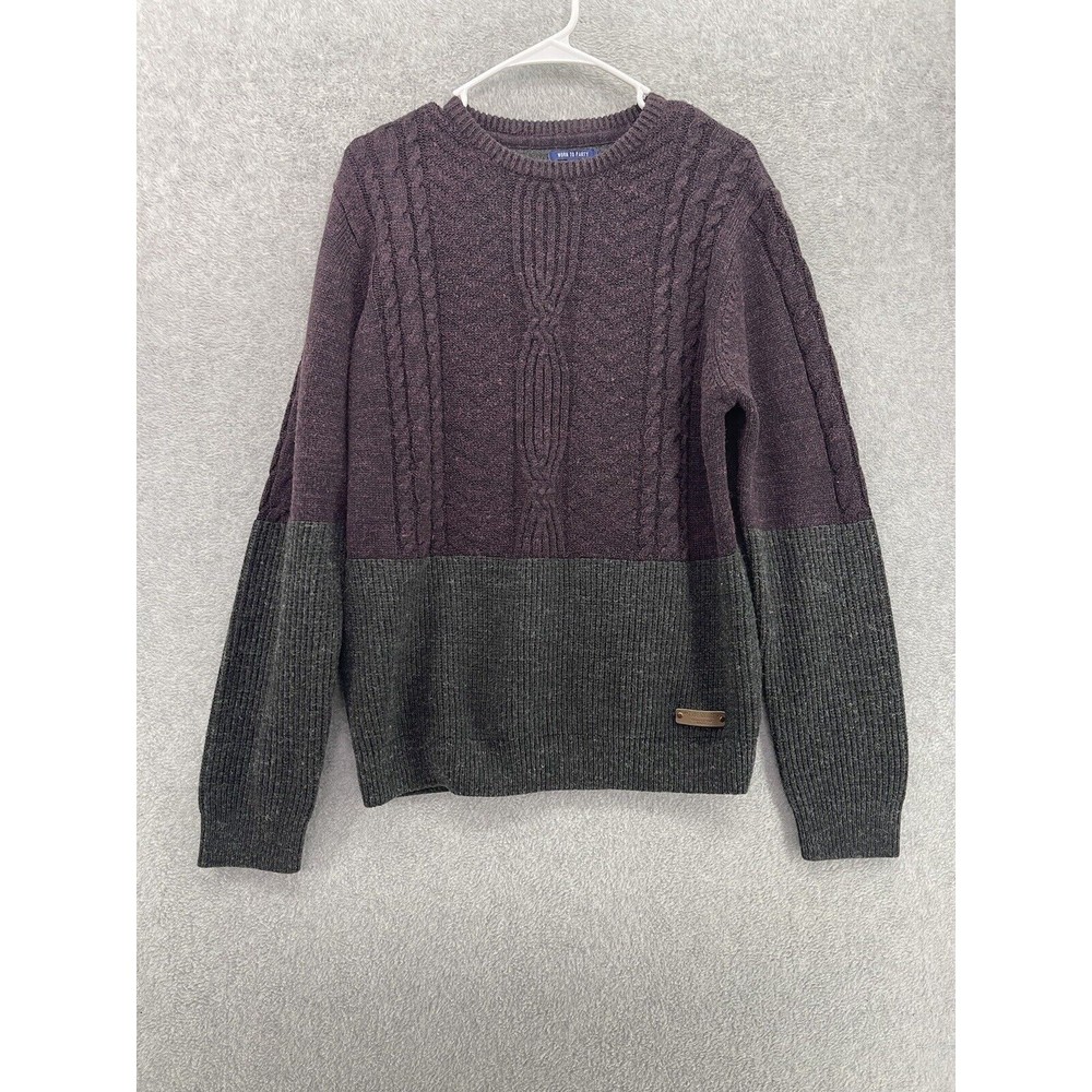 Threadbare Men’s Sweater V Neck Two Tone Wool Size Large Long Sleeve